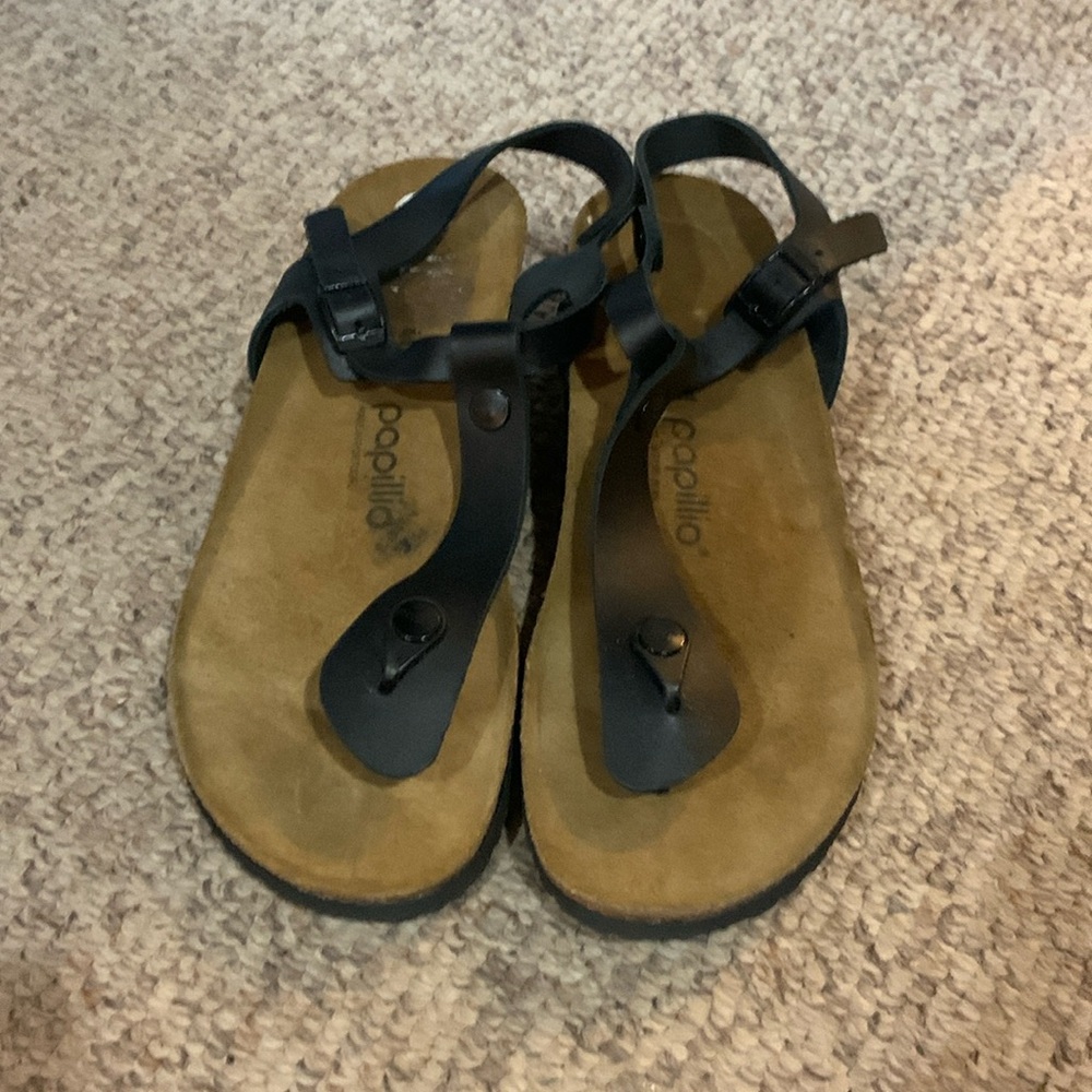 Birkenstock black Papillio Gizeh Solely wedge sandal shoes sz 9
